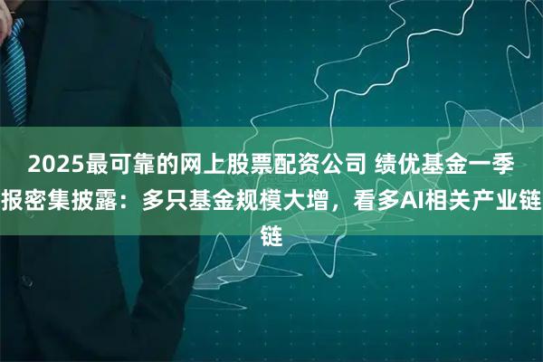 2025最可靠的网上股票配资公司 绩优基金一季报密集披露：多只基金规模大增，看多AI相关产业链